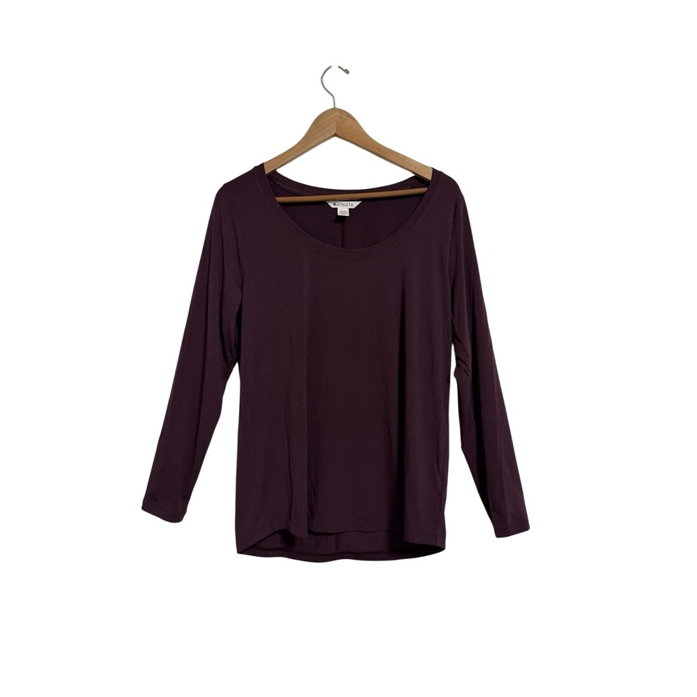 Athleta Stratus II‎ Long Sleeve Top Womens Medium Purple Scoop Neck Casual